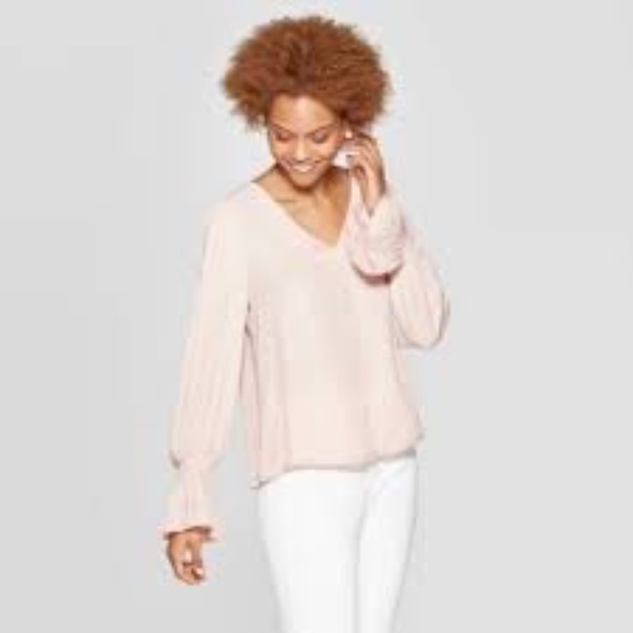 NWT A New Day Women's Blush V-Neck Blouse Size XL - Picture 1 of 7